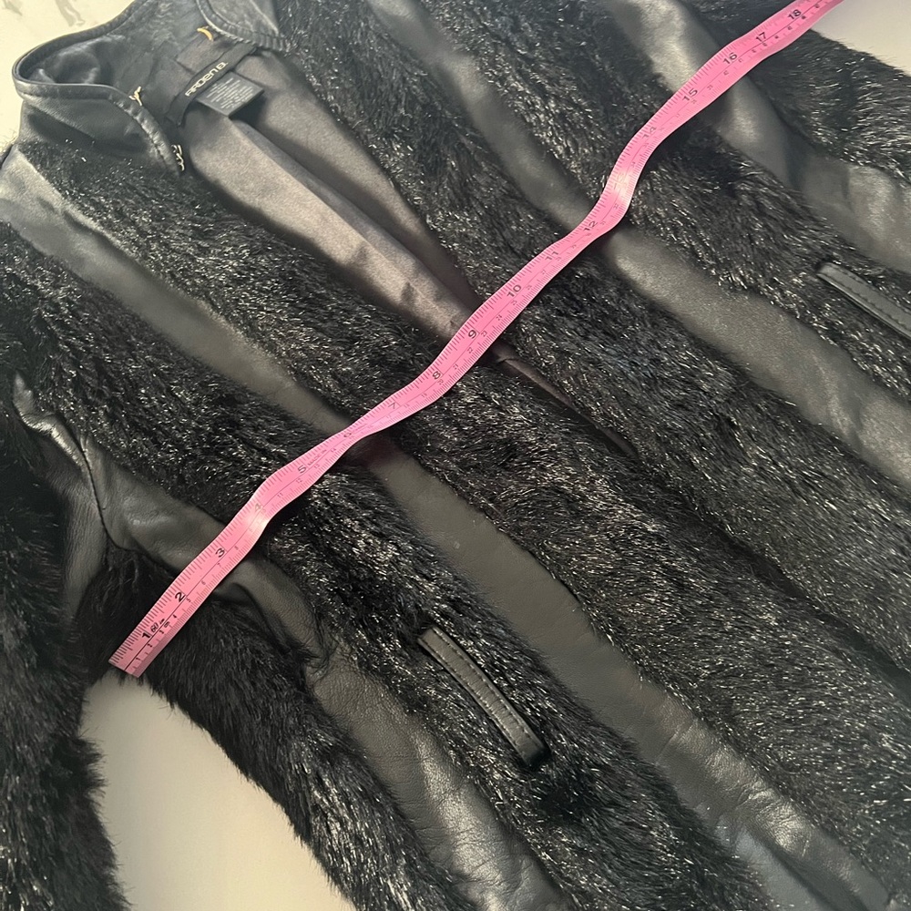 Black Leather Jacket Faux Fur - Arden B - Picture 5 of 5